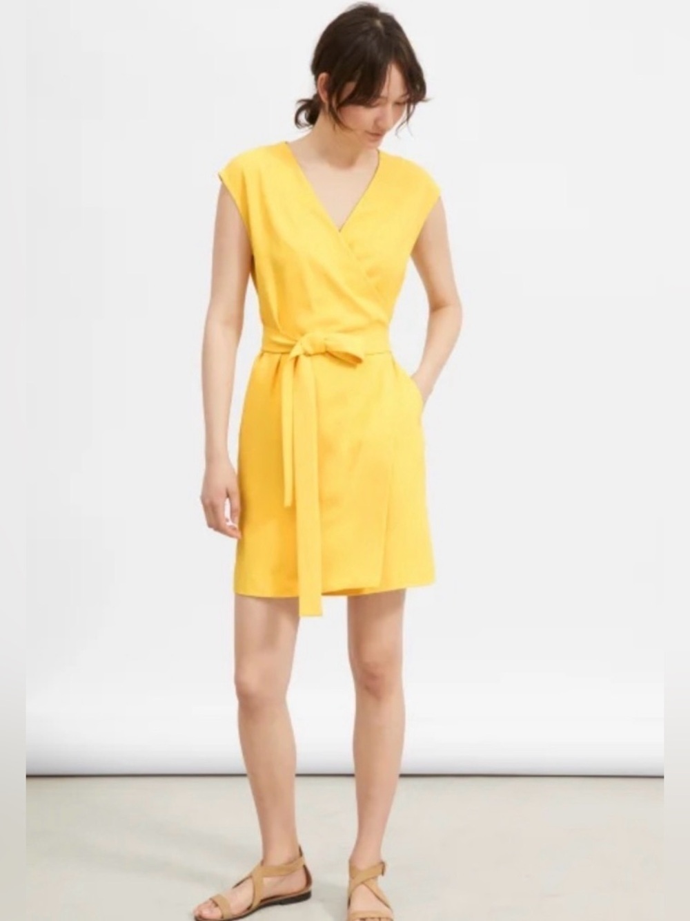 Everlane Japanese Go Weave Dress in Yellow, Size 4